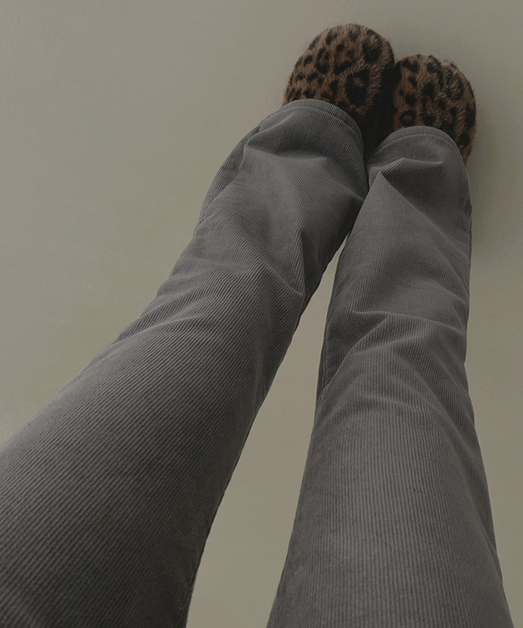 【丈別】【起毛】ベルベットコーデュロイブーツカットスパンパンツ GREY