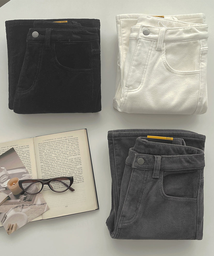 【丈別】【起毛】ベルベットコーデュロイブーツカットスパンパンツ