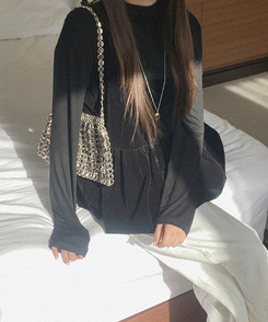 【SET】ビスチェ タートルネック長袖Tシャツ BLACK