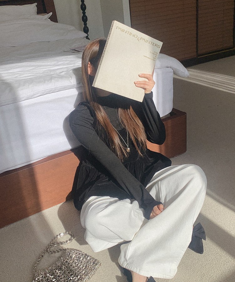 【SET】ビスチェ タートルネック長袖Tシャツ BLACK