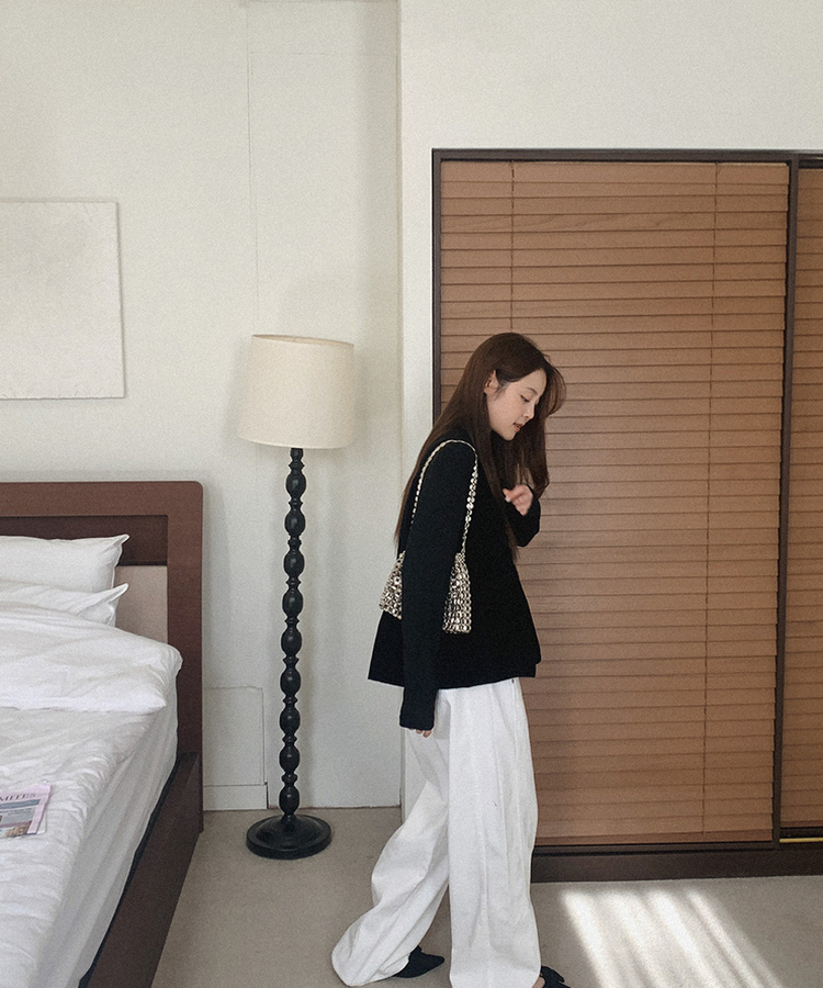 【SET】ビスチェ タートルネック長袖Tシャツ BLACK