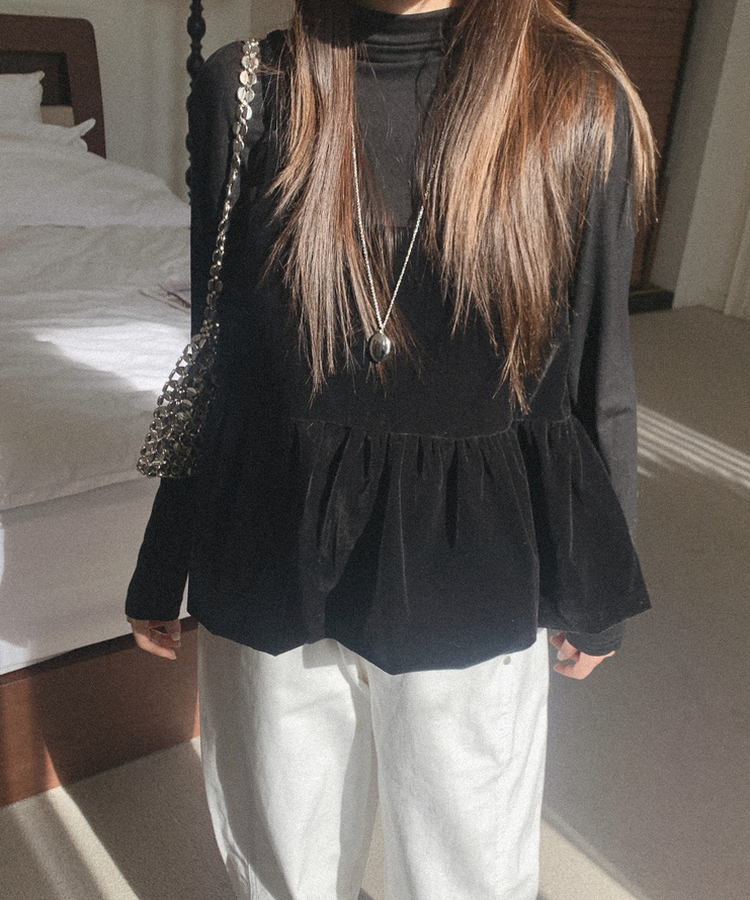 【SET】ビスチェ タートルネック長袖Tシャツ BLACK