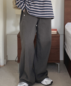 【起毛】ワイドスリットコットンパンツ GREY