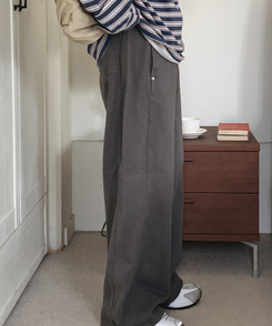 【起毛】ワイドスリットコットンパンツ GREY