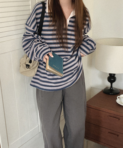 【起毛】ワイドスリットコットンパンツ GREY