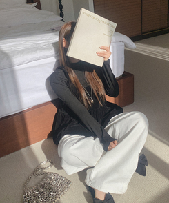 【起毛】ワイドスリットコットンパンツ IVORY