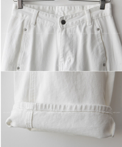 【起毛】ワイドスリットコットンパンツ