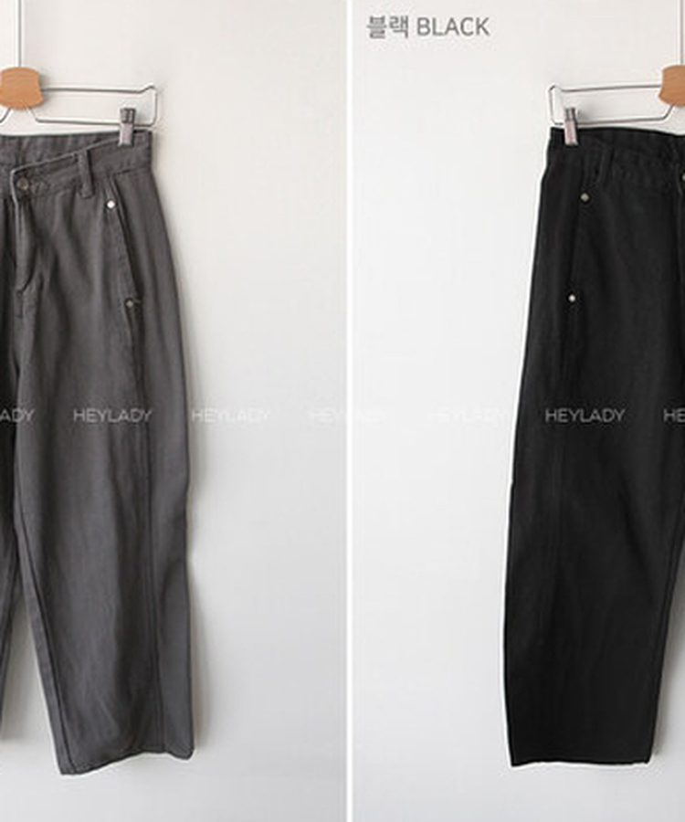 【起毛】ワイドスリットコットンパンツ