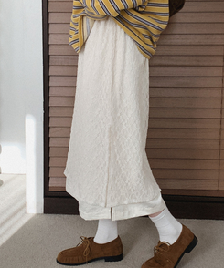 レースレイヤードロングスカート CREAM