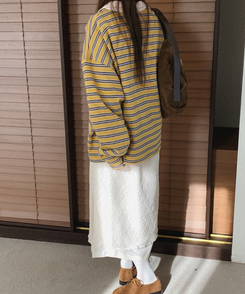 レースレイヤードロングスカート CREAM