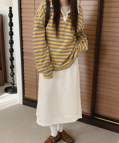 レースレイヤードロングスカート CREAM