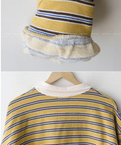 【起毛】ストライプカラーTシャツ