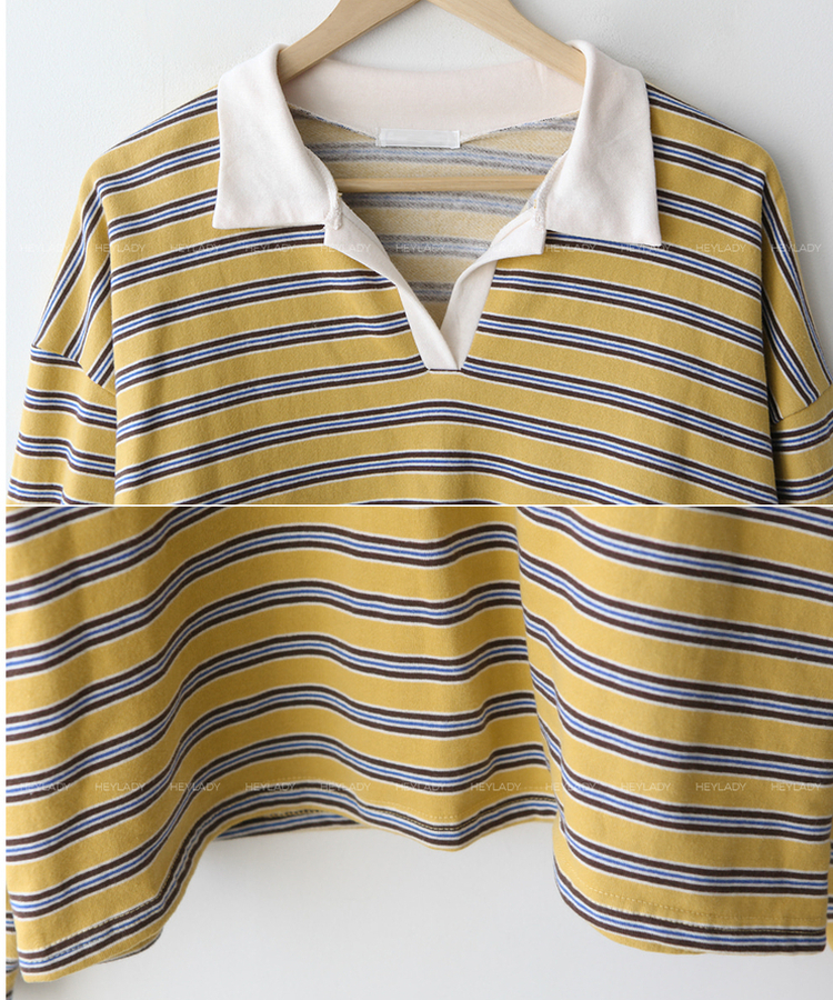 【起毛】ストライプカラーTシャツ