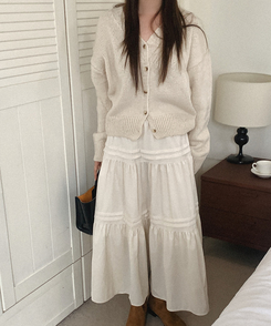 Vネックニットカーディガン(5color) IVORY