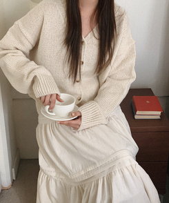 Vネックニットカーディガン(5color) IVORY