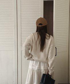 Vネックニットカーディガン(5color) IVORY