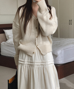 Vネックニットカーディガン(5color) IVORY