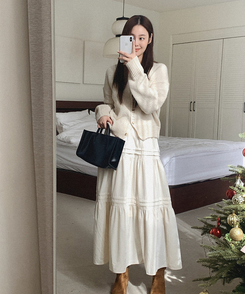 Vネックニットカーディガン(5color) IVORY