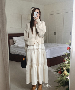 Vネックニットカーディガン(5color) IVORY