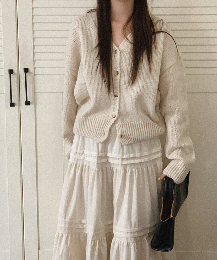 Vネックニットカーディガン(5color) IVORY