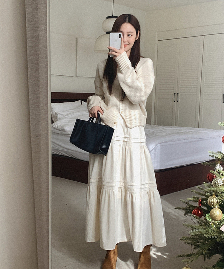 Vネックニットカーディガン(5color) IVORY