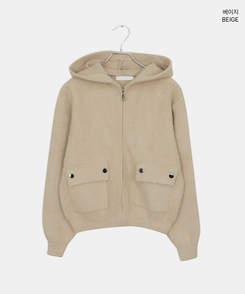 ポケットニットフードジップアップ
