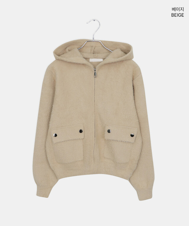 ポケットニットフードジップアップ