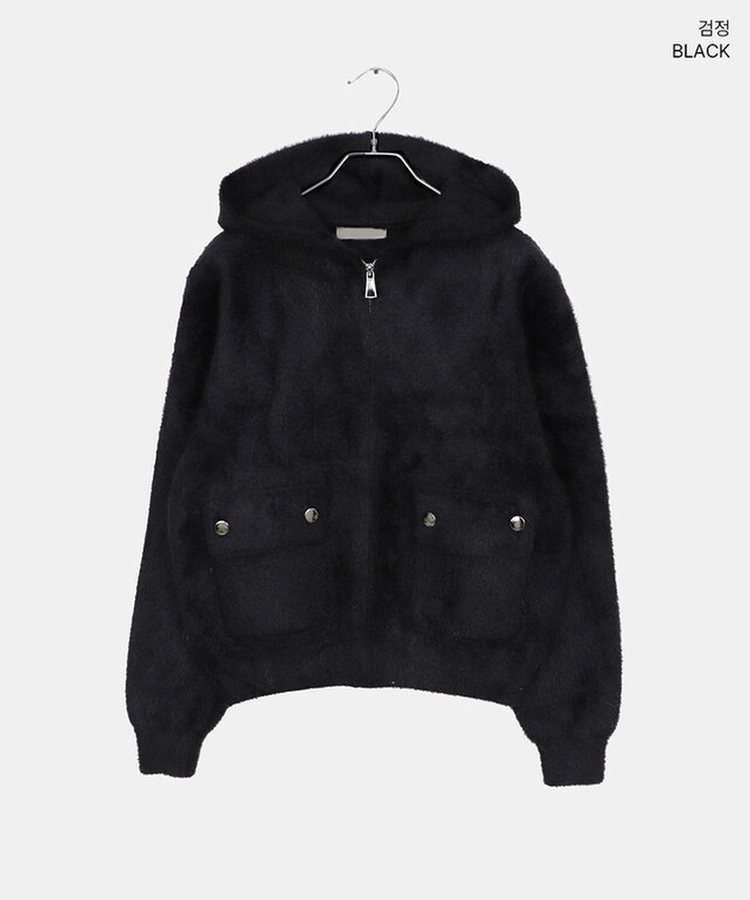 ポケットニットフードジップアップ