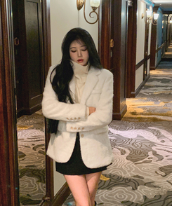 肩パッドポケットアンゴラジャケット IVORY