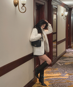 肩パッドポケットアンゴラジャケット IVORY