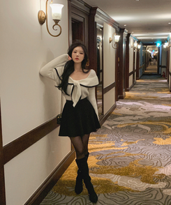 ハートセーラーネックオフニット IVORY