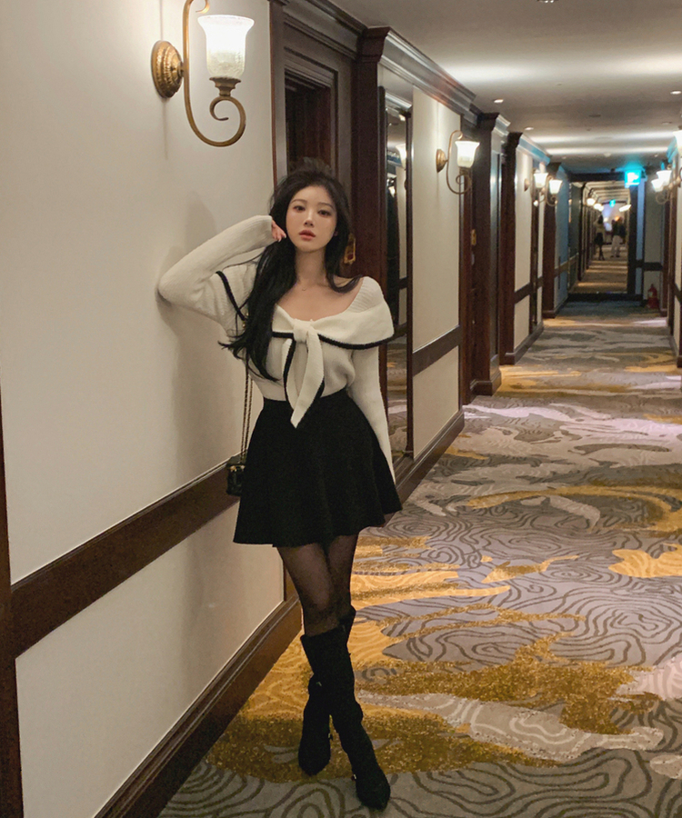 ハートセーラーネックオフニット IVORY