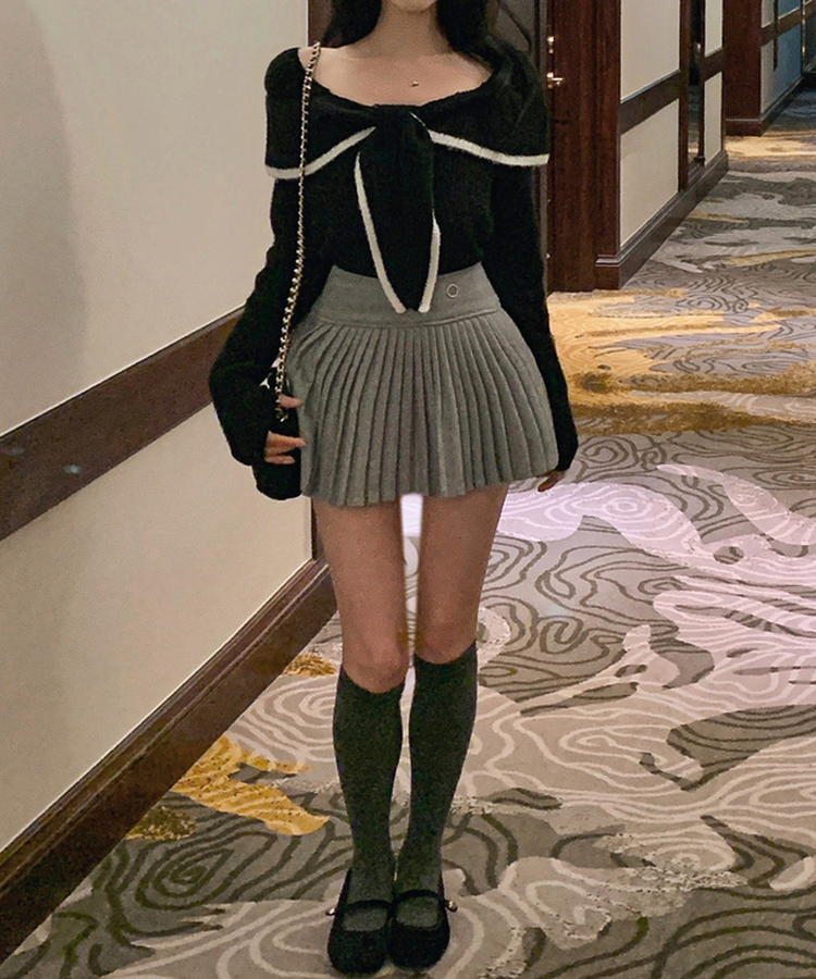 ハートセーラーネックオフニット BLACK