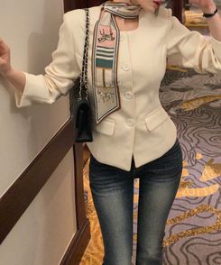 シングルボタン肩パッドジャケット IVORY