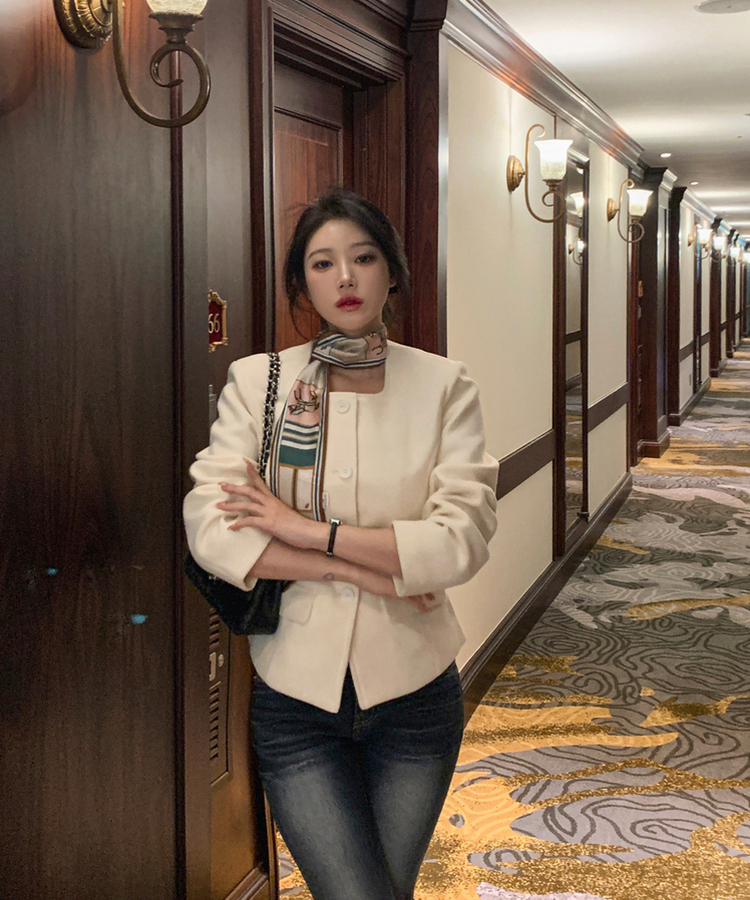 シングルボタン肩パッドジャケット IVORY