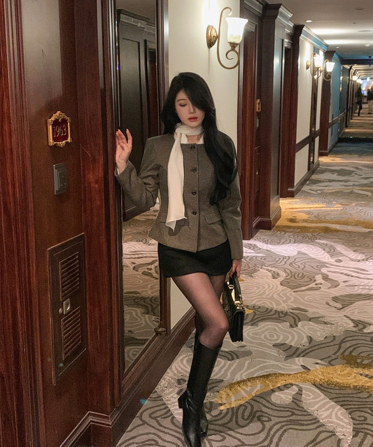 シングルボタン肩パッドジャケット CHARCOAL