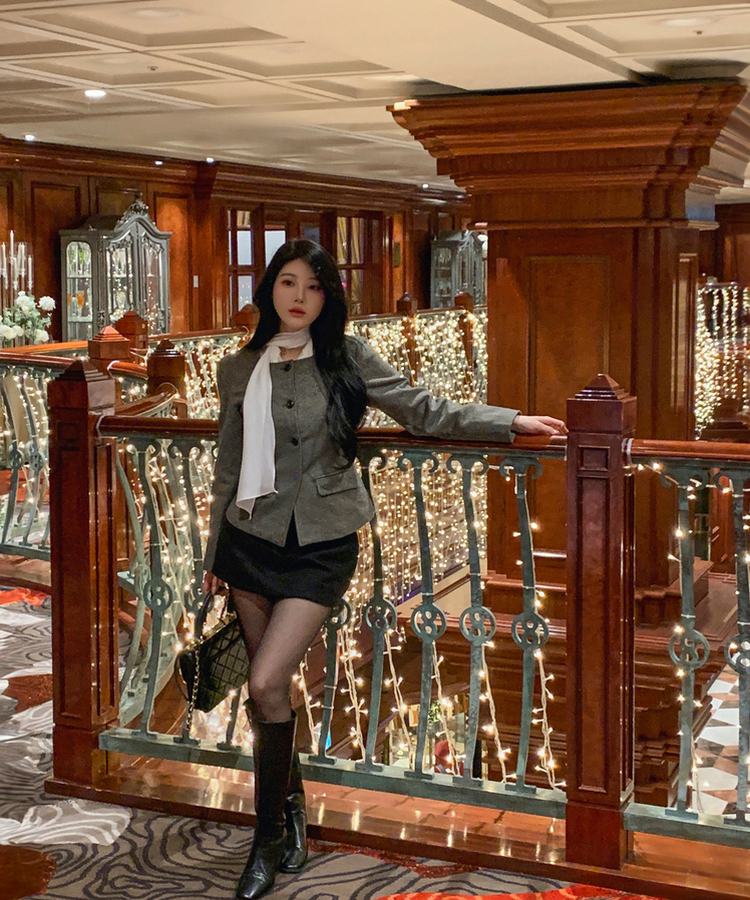 シングルボタン肩パッドジャケット CHARCOAL