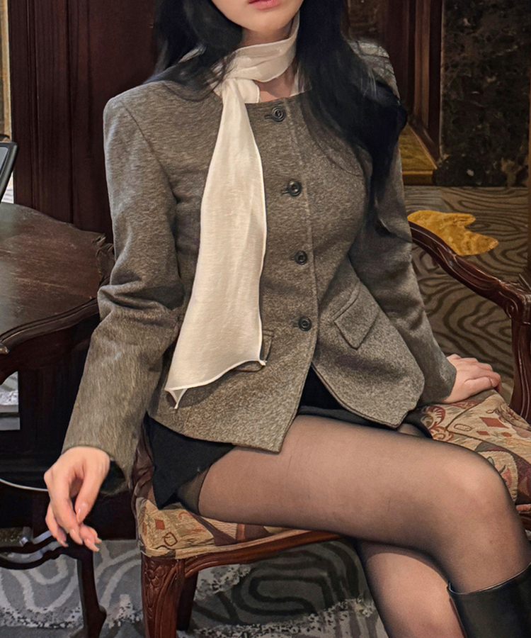 シングルボタン肩パッドジャケット CHARCOAL