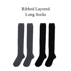 リブレイヤードロングニーソックス