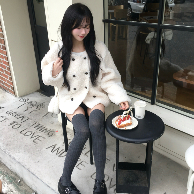 リブレイヤードロングニーソックス GREY