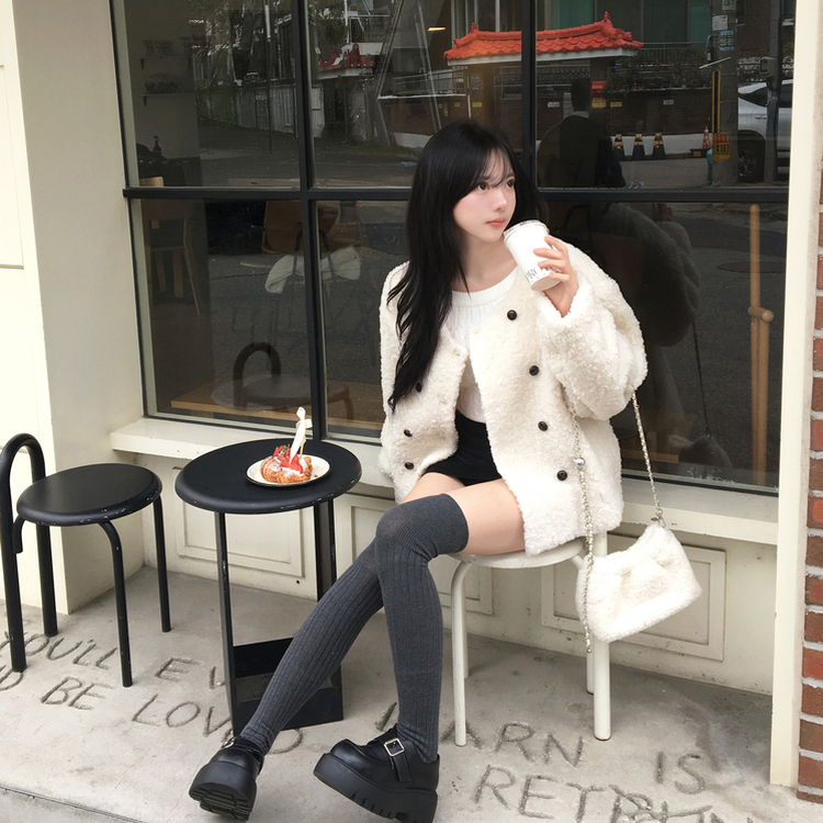 リブレイヤードロングニーソックス GREY