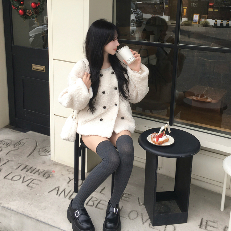 リブレイヤードロングニーソックス GREY