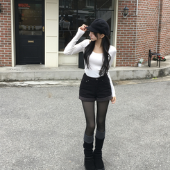 ボアフリースロールアップショートパンツ BLACK