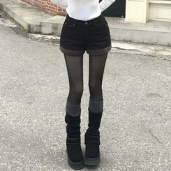 ボアフリースロールアップショートパンツ BLACK