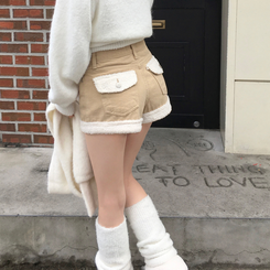 ボアフリースロールアップショートパンツ BEIGE