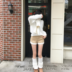 ボアフリースロールアップショートパンツ BEIGE