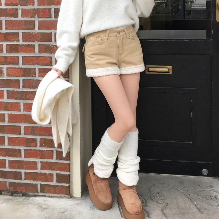 ボアフリースロールアップショートパンツ BEIGE