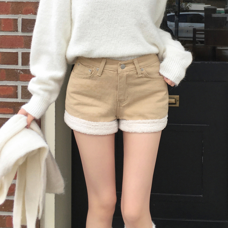 ボアフリースロールアップショートパンツ BEIGE