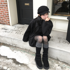 バイカラーレイヤードニットレッグウォーマー CHARCOAL