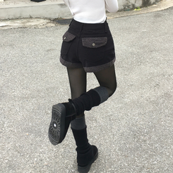 バイカラーレイヤードニットレッグウォーマー CHARCOAL